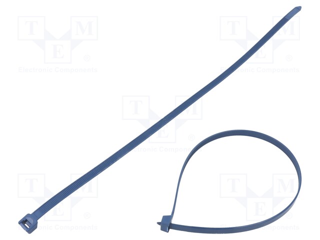 Cable tie; with metal; L: 380mm; W: 7.6mm; polyamide; 540N; blue