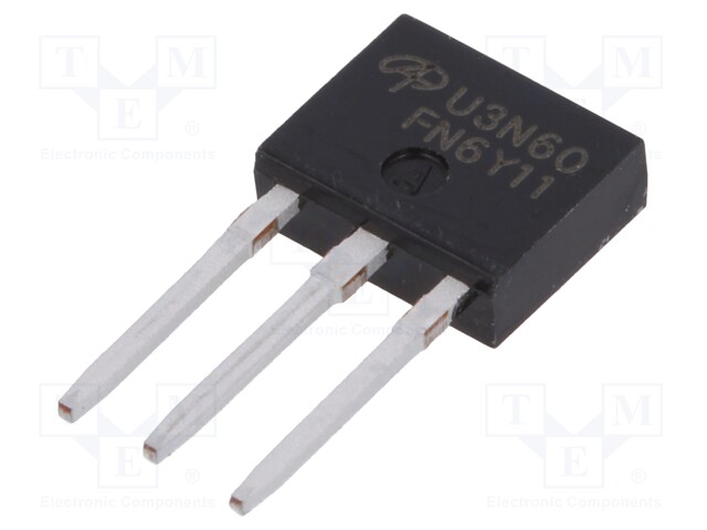 Transistor: N-MOSFET; unipolar; 600V; 1.6A; TO251