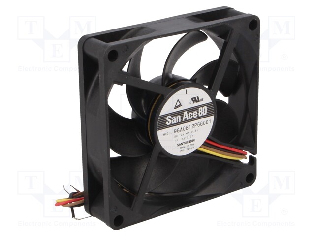 Fan: DC; axial; 12VDC; 80x80x20mm; 103.2m3/h; 45dBA; ball bearing