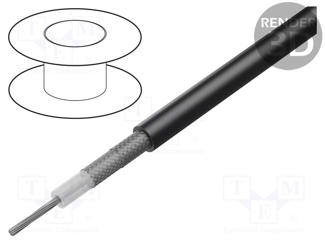 Wire: coaxial; RG223U; solid; Cu; PVC; black; 5.4mm; CPR: Eca