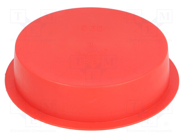 Plugs; Body: red; Out.diam: 98mm; H: 24mm; Mat: LDPE; Shape: round