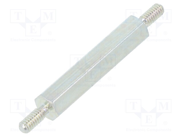 Screwed spacer sleeve; 20mm; Ext.thread: M2; hexagonal; steel