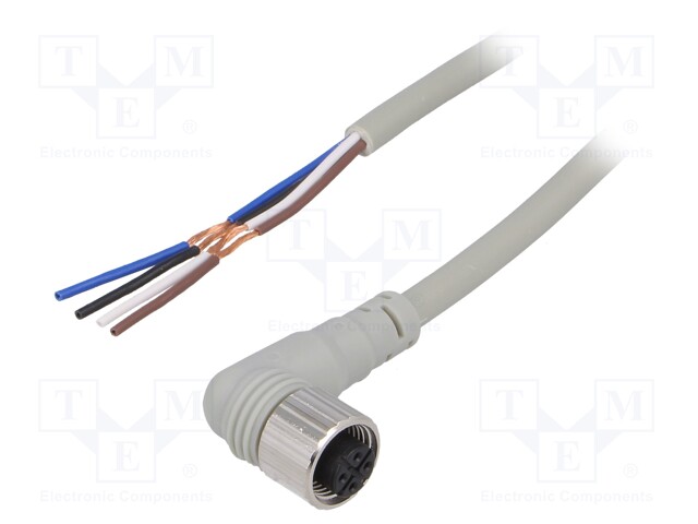 Connection lead; M12; PIN: 4; angled; 5m; plug; Wire colour: black