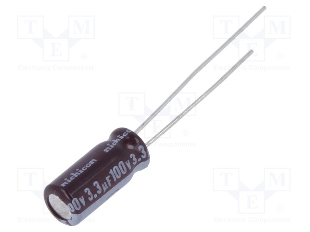 Capacitor: electrolytic; low impedance; THT; 3.3uF; 100VDC; ±20%