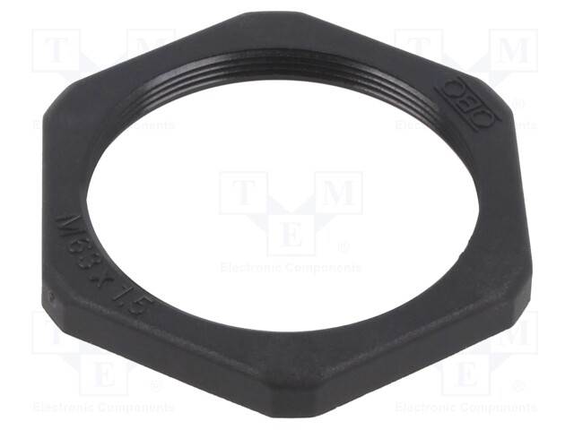 Nut; M63; polyamide; black; Pitch: 1.5