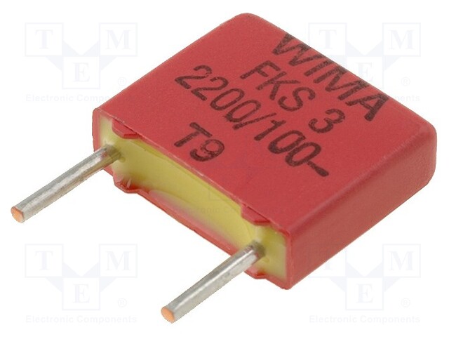 Capacitor: polyester; 2.2nF; 63VAC; 100VDC; Pitch: 7.5mm; ±10%