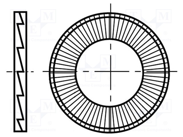 Washer; internally serrated,externally serrated; M3,5; D=9mm