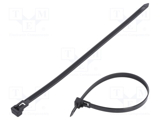 Cable tie; multi use; L: 250mm; W: 7.6mm; polyamide; 222N; black