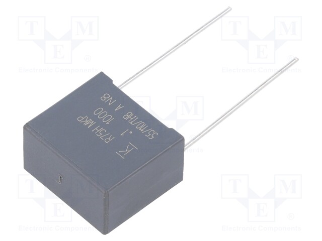 DC Film Capacitor, 0.1 µF, 1 kV, Metallized PP, ± 5%, R75H Series, Radial Box