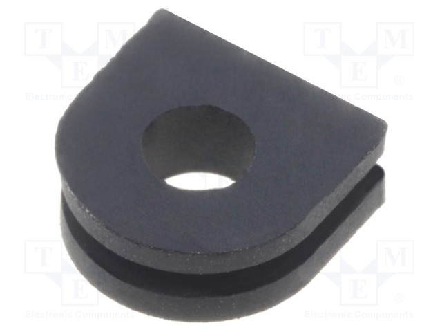 Grommet; Ømount.hole: 6mm; Øhole: 3.4mm; rubber; black