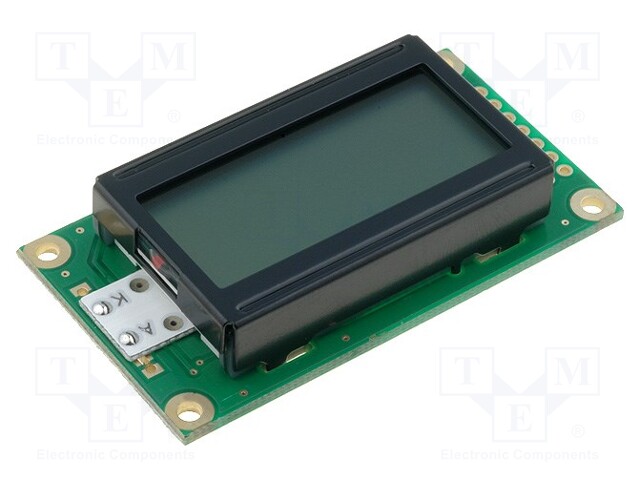 Display: LCD; alphanumeric; STN Positive; 8x2; gray; 58x32x13.2mm