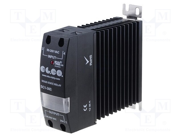 Relay: solid state; Ucntrl: 3÷32VDC; 40A; 48÷600VAC; DIN,on panel