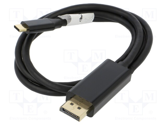 Adapter cable; DisplayPort 1.2,USB 3.2; gold-plated; 1m; black