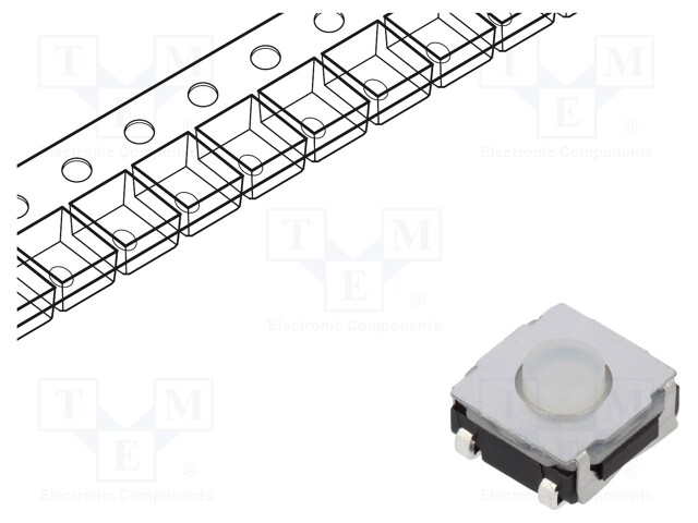 TACTILE SWITCH, 180GF, 0.05A, 12VDC, SMD