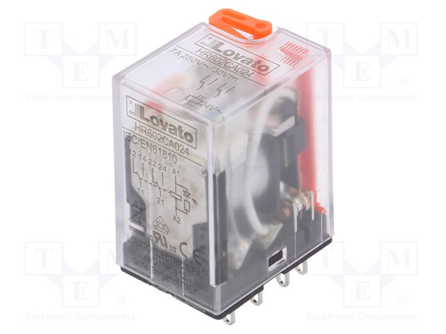 Relay: electromagnetic; DPDT; Ucoil: 24VAC; 7A/250VAC; 7A/30VDC; 7A