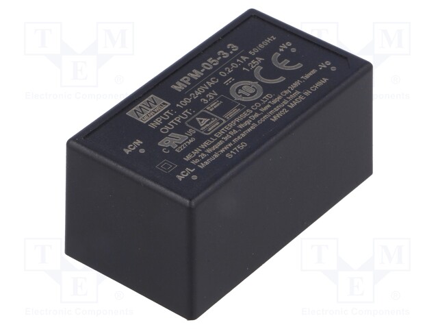 Power supply: switched-mode; modular; 4.1W; 3.3VDC; 1.25A; 35g