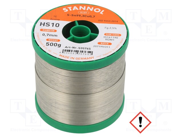 Soldering wire; Sn99Cu1; 700um; 0.5kg; lead free; Package: reel