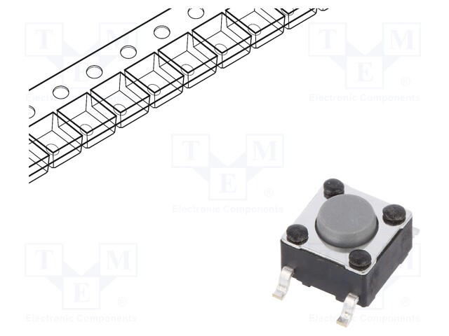 Microswitch TACT; SPST-NO; Pos: 2; 0.05A/12VDC; SMT; none; 2N; 6x6mm