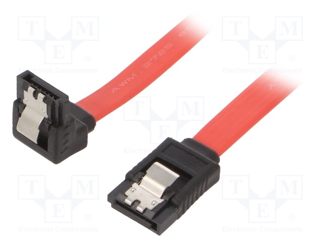 Cable: SATA; SATA plug,SATA plug angled; 0.5m; SATA III; red