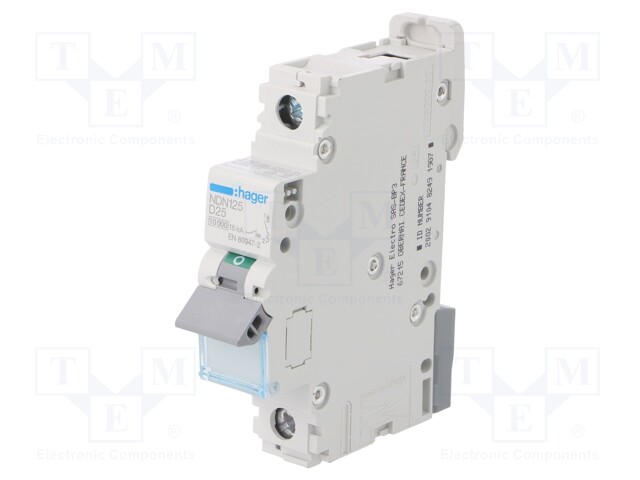 Circuit breaker; 230/400VAC; Inom: 25A; Poles: 1; DIN; Charact: D