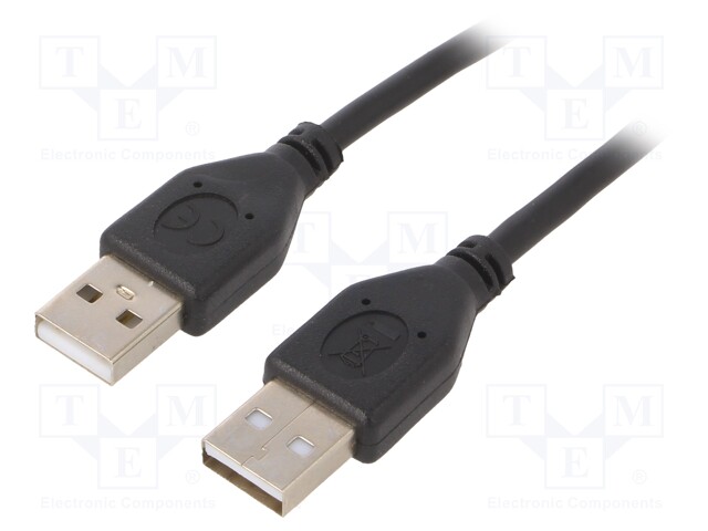 Cable; USB 2.0; USB A plug,both sides; 1.8m; black