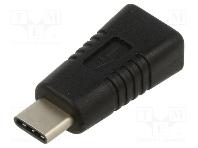 Adapter; USB 2.0; USB B micro socket,USB C plug; black