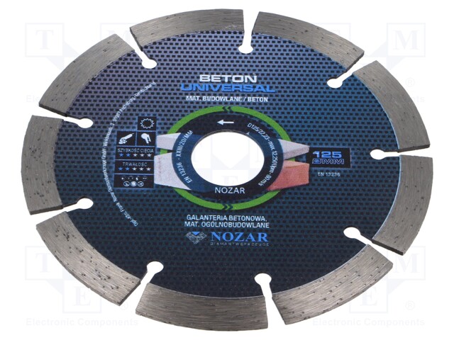 Cutting diamond wheel; Ø: 125mm; Øhole: 22.23mm; 6650rpm