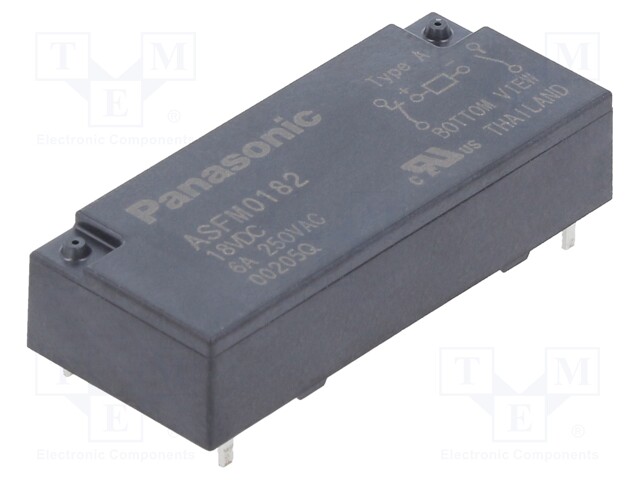 Relay: miniature; NC + NO; Ucoil: 18VDC; 4A/250VAC; 4A/30VDC; 6A