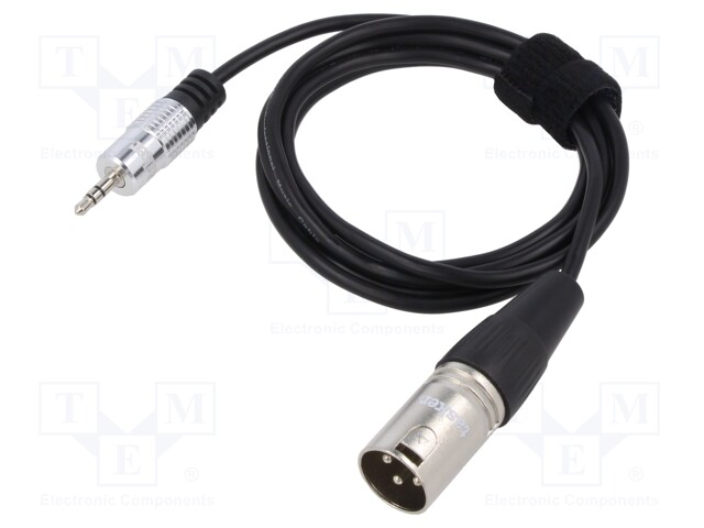 Cable; Jack 3.5mm 3pin plug,XLR male 3pin; 1.5m; black; 0.08mm2