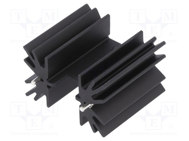 Heatsink: extruded; H; TO220; black; L: 38.1mm; W: 41.9mm; H: 25.4mm