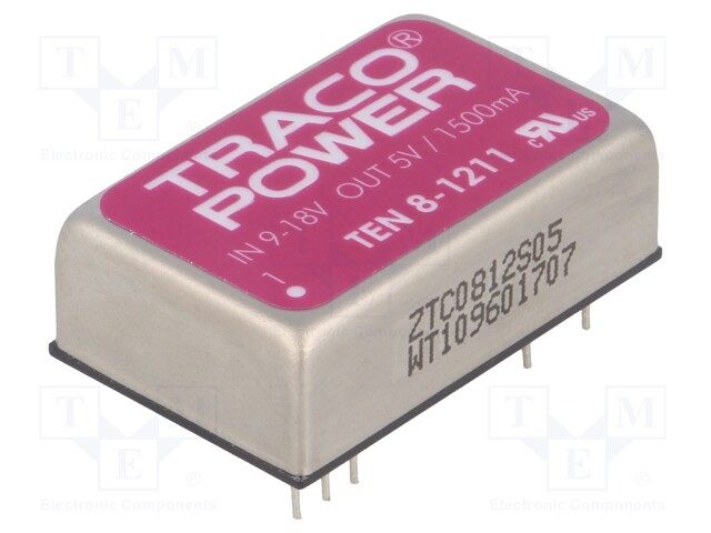 Converter: DC/DC; 8W; Uin: 9÷18V; 5VDC; Iout: 1500mA; DIP24; 17g