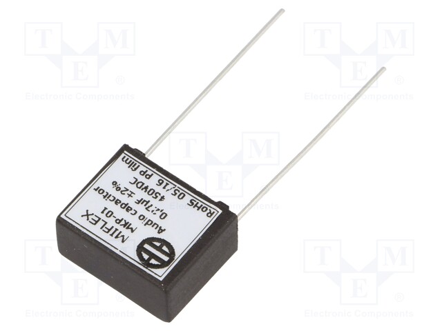 Capacitor: polypropylene; 0.27uF; 450VDC; 15mm; ±2%; 18x14.5x8.5mm