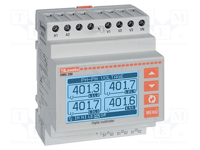 Meter: network parameters; for DIN rail mounting; LCD; 128x80