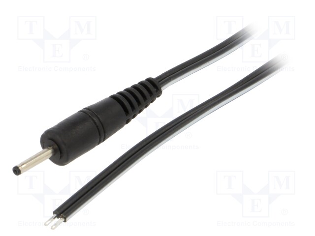 Cable; wires,DC 0,7/2,35 plug; straight; 0.5mm2; black; 0.5m