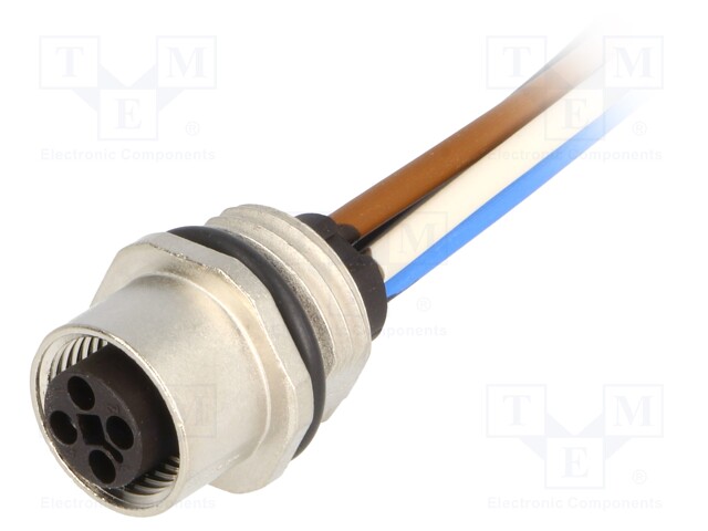 Socket; M12; PIN: 4; female; T code-Power; for panel mounting; IP67