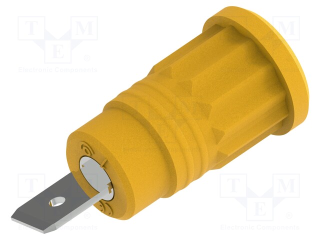 Socket; 4mm banana; 36A; 1kV; yellow; nickel plated; insulated