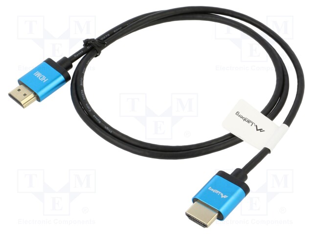 Cable; HDMI 2.0,slim; HDMI plug,both sides; PVC; Len: 1m; black