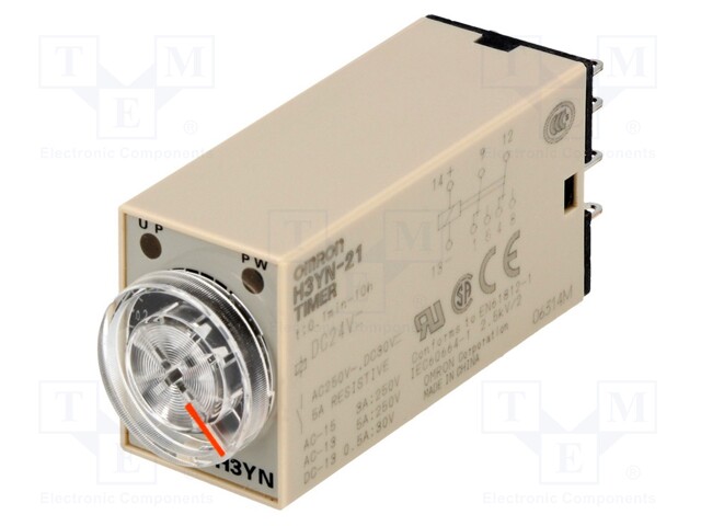 Timer; 0,1min÷10h; DPDT; 250VAC/5A; 24VDC; socket; -10÷50°C; PIN: 8