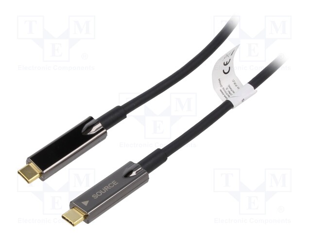 Cable; optical,USB 3.1; USB C plug,both sides; 20m; black