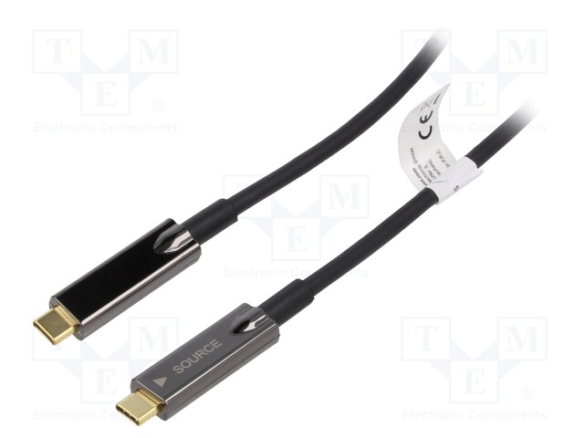 Cable; optical,USB 3.1; USB C plug,both sides; 10m; black