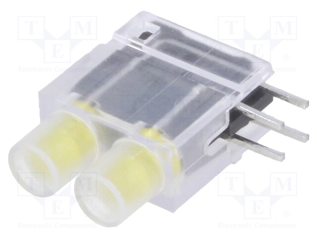 LED; in housing; yellow; 3.9mm; No.of diodes: 2; 20mA; 40°; 2.1V