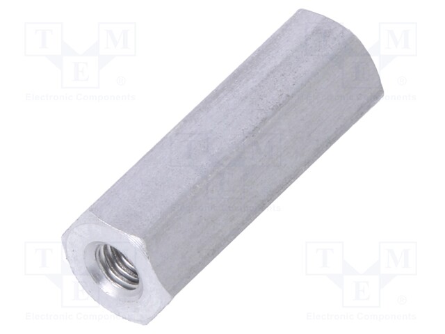 Screwed spacer sleeve; Int.thread: M2,5; 15mm; hexagonal