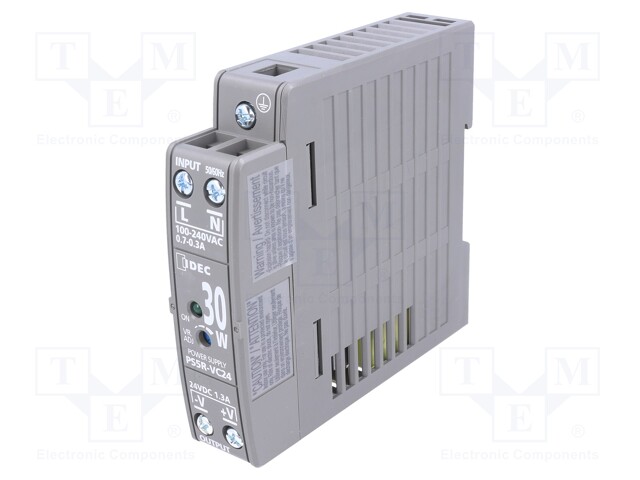 Power supply: switched-mode; 31.2W; 24VDC; 1.3A; Mounting: DIN