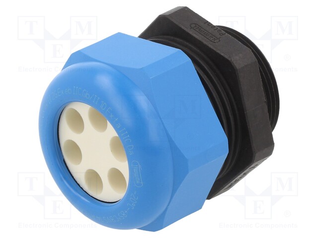 Cable gland; M32; IP68; Mat: polyamide; black-blue; Holes no: 6