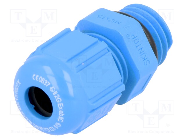 Cable gland; M12; IP68; Mat: polyamide; blue; Conform to: ATEX Ex