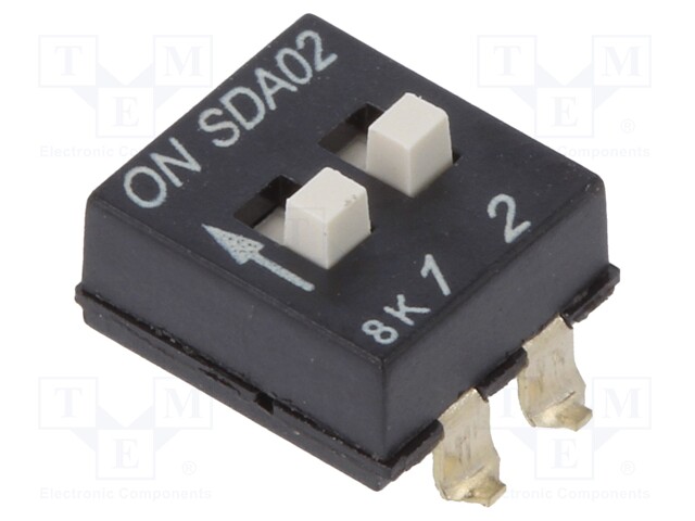 Switch: DIP-SWITCH; Poles number: 2; ON-OFF; 0.025A/24VDC; Pos: 2