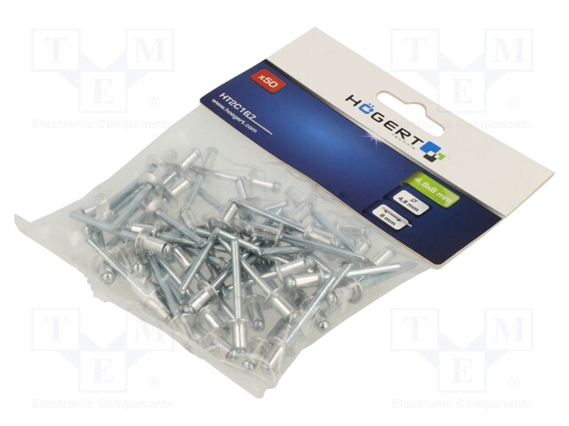 Rivet; aluminium; Rivet diam: 4.8mm; L.rivet: 8mm; 50pcs.