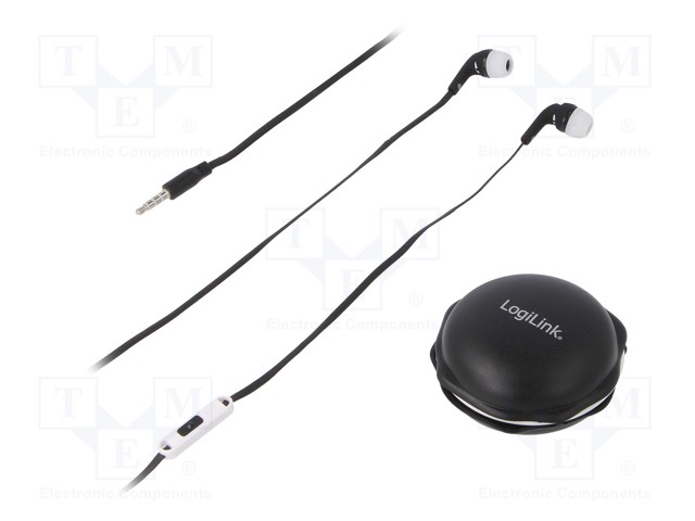 Headphones with microphone; white,black; Jack 3,5mm; 0.02÷20kHz