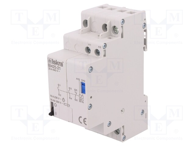 Relay: installation; bistable; NC + NO x2; Ucoil: 230VAC; 25A; IP20