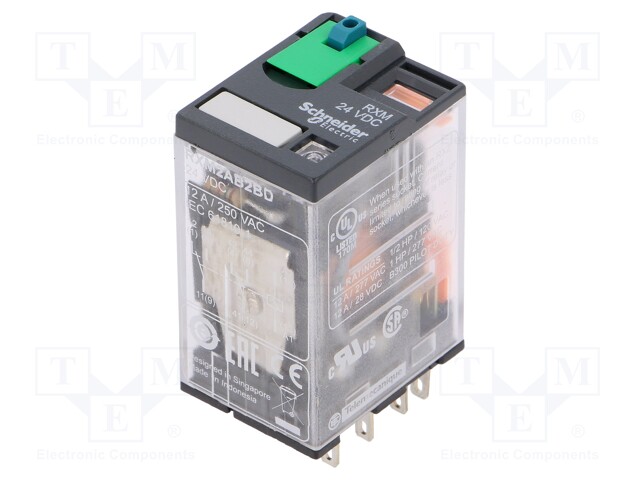 Relay: electromagnetic; DPDT; Ucoil: 24VDC; 12A/250VAC; 12A/28VDC